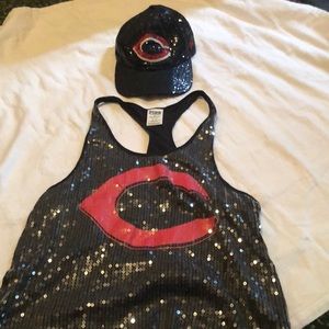 Victoria Secret Pink sequin Reds tank & ball cap